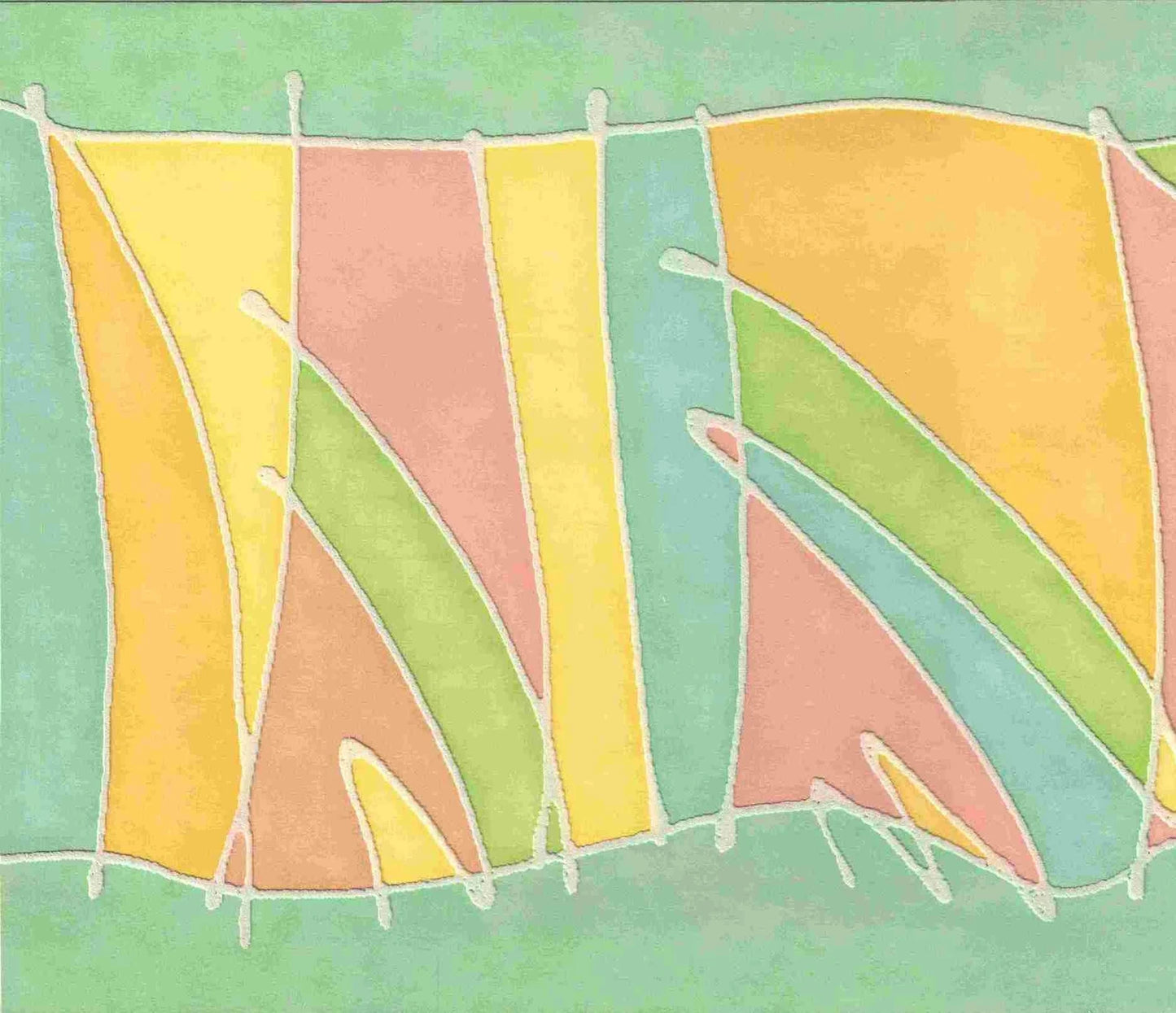 Pastel Colors on Green Wall Border 740295B