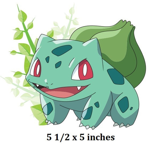 Cartoon character of a green creature with red eyes on a white background