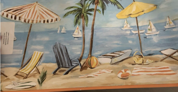 Beach Scene & Sailboats Wall Border CS10855B