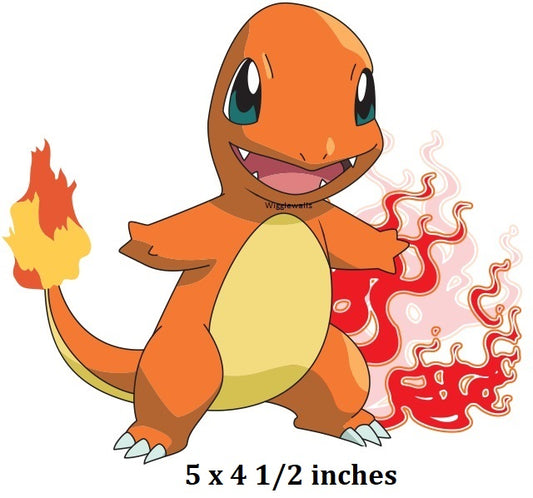 Charmander Wall Decal Iconic Pokemon Removable Sticker Art Peel and Stick Home Room Decor 5 x 4.5 inches