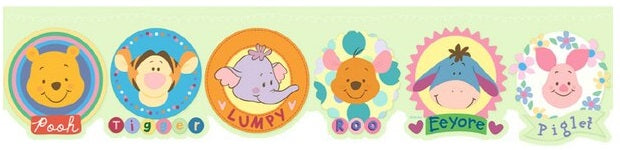 Disney Pooh & Friends (on Light Green) Wall Border DF059173D