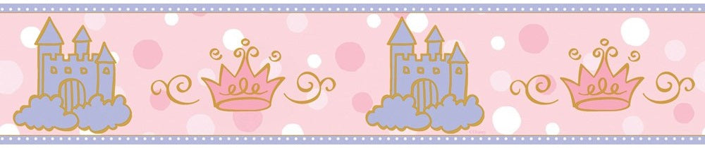 Disney Castle & Crown (on Pink) Wall Border DF059311B