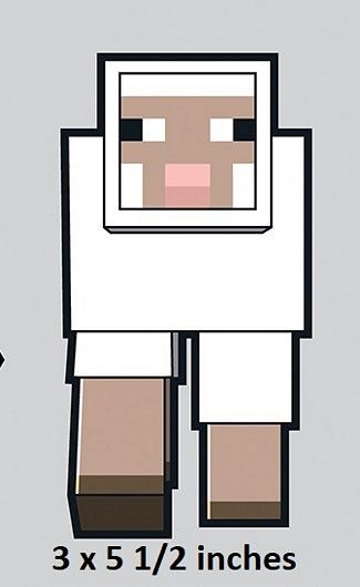 Cartoon character with a square head and rectangular body on a gray background