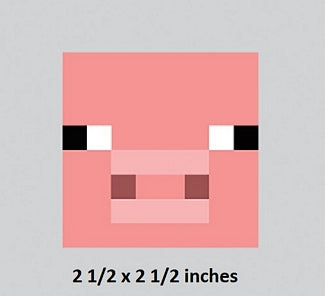 Pig Face Wall Decal Peel & Stick Art Minecraft Decor Cling Wallpaper Sticker Room Decoration 2.5 x 2.5 inch