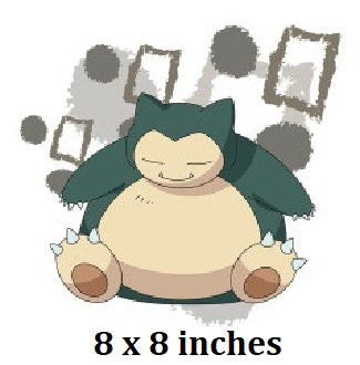 Illustration of a green and beige creature with '8 x 8 inches' text