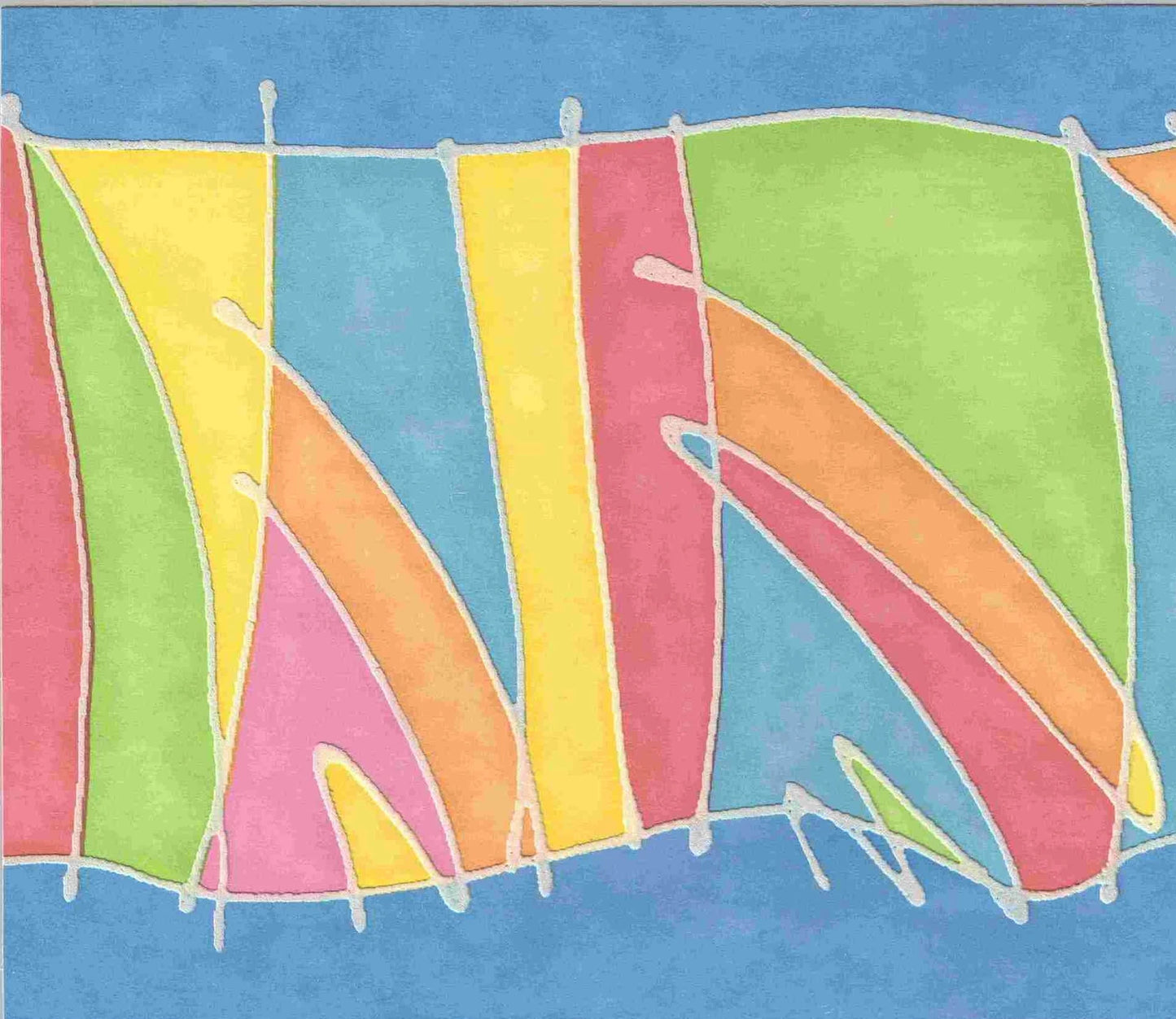 Pastel Colors on Blue Wall Border 740294B