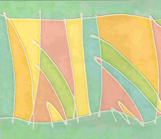 Pastel Colors on Green Wall Border 740295B