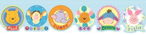 Disney Pooh & Friends (on Blue) Wall Border DF059171D