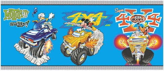 Mickey Mouse Monster Trucks (on Light Blue) Wall Border DF059202B