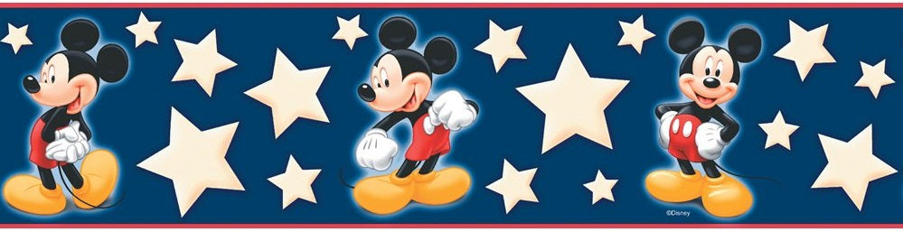 Mickey Mouse & Stars (on Dark Blue) Wall Border DF059292B