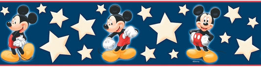 Mickey Mouse & Stars (on Dark Blue) Wall Border DF059292B