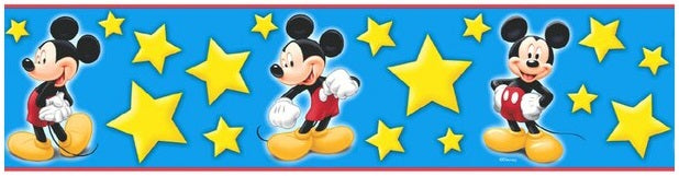 Mickey Mouse & Stars (on Light Blue) Wall Border DF059293B