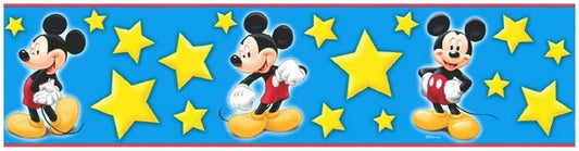 Mickey Mouse & Stars (on Light Blue) Wall Border DF059293B
