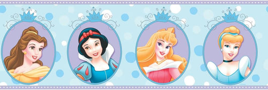 Disney Princess Cameos (on Blue) Wall Border DF059303B