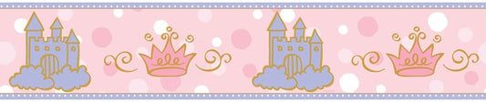 Disney Castle & Crown (on Pink) Wall Border DF059311B