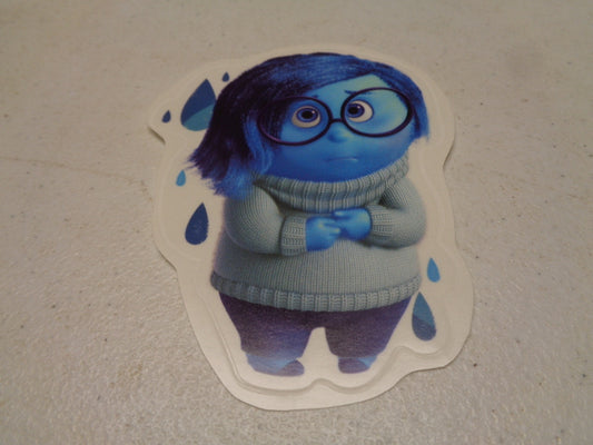 Sadness Inside Out Movie Blue on White Wall Decal Standing Tall Removable Sticker Art Walt Disney Pixar Peel and Stick Home Room Decor 3.5 x 5 inches