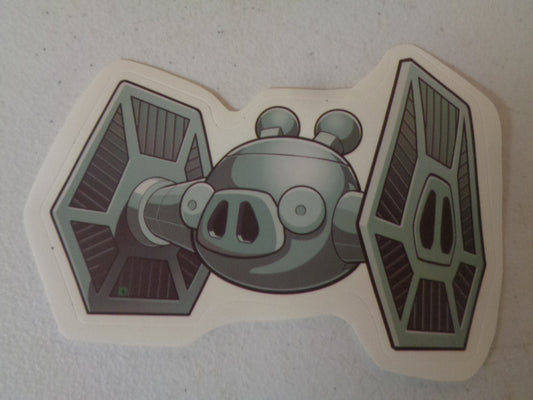5 Inches Tie Fighter Bad Pig Pigs Piggy Angry Birds Star Wars Removable Peel Self Stick Adhesive Vinyl Decorative Wall Decal Sticker Art Kids Room Home Decor Girl Boy 5x4 Inch