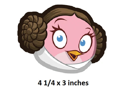 4 Inch Princess Leia Angry Birds Star Wars Removable Peel Self Stick Adhesive Vinyl Decorative Wall Decal 4.25 x 3 inches